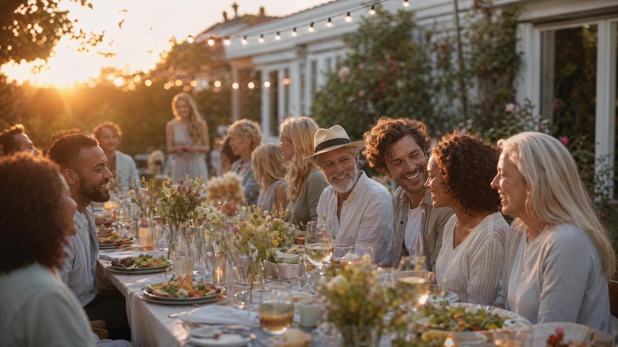 Event med gæster samlet omkring et bord