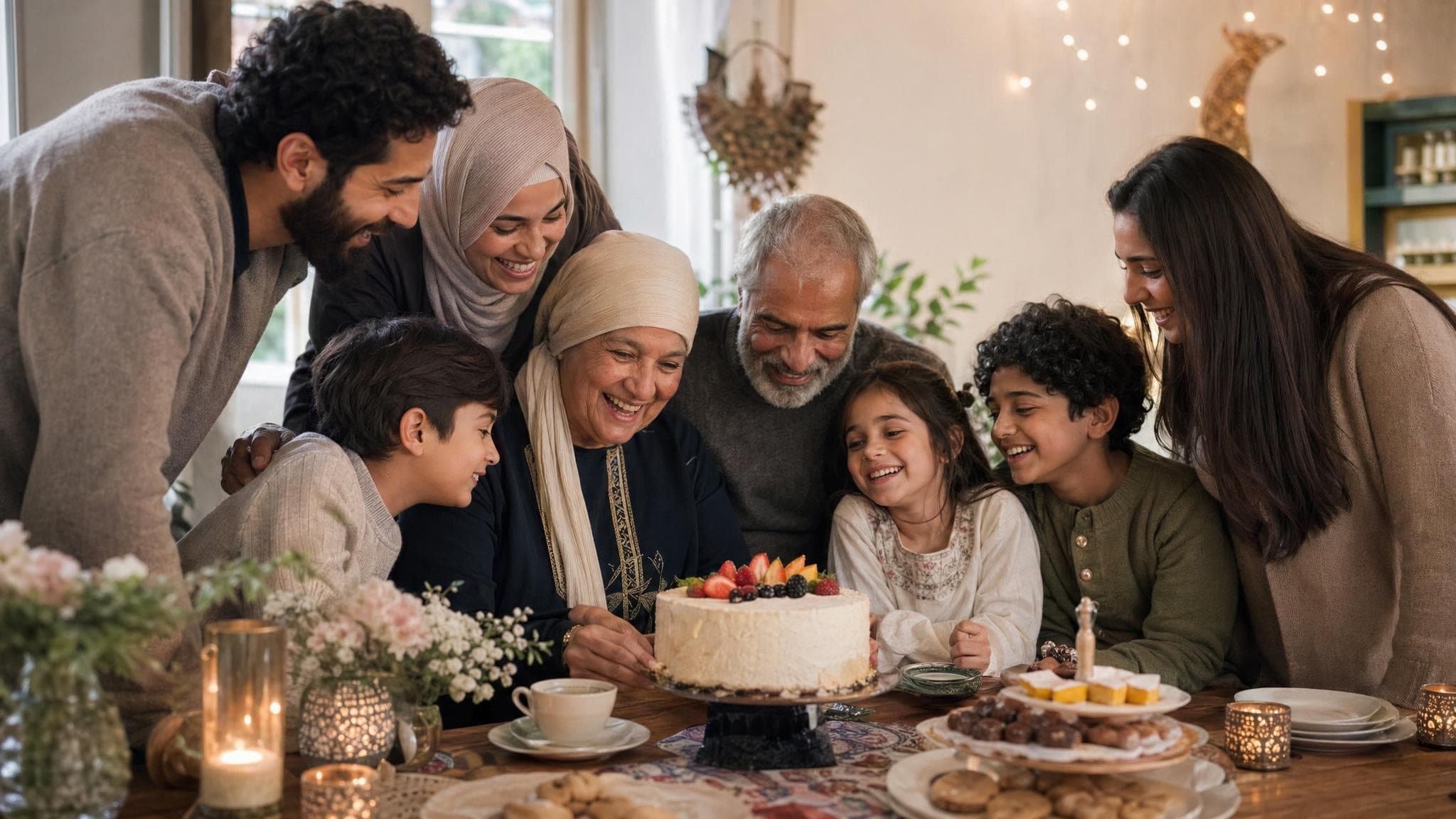 Familiefejring med gæster og billeder